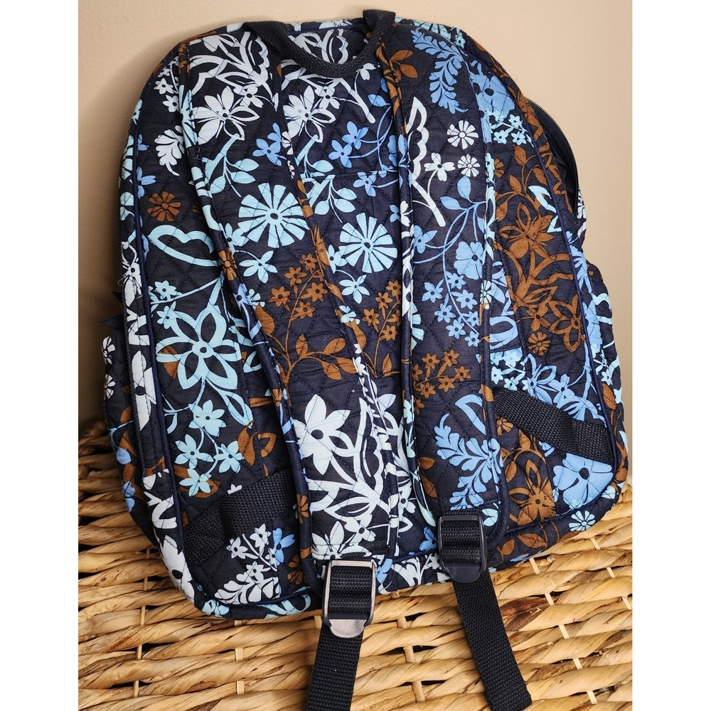 Vera Bradley Campus Backpack Java Blue Retired Floral NWOT Book Bag School - Picture 3 of 14